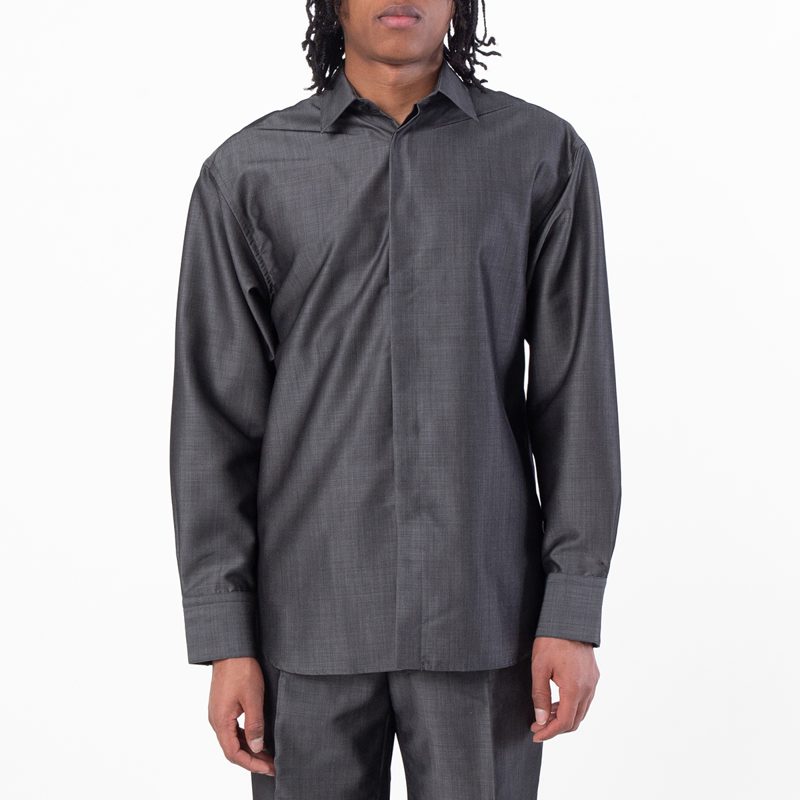 Embroidered Logo Silk-Blend Shirt