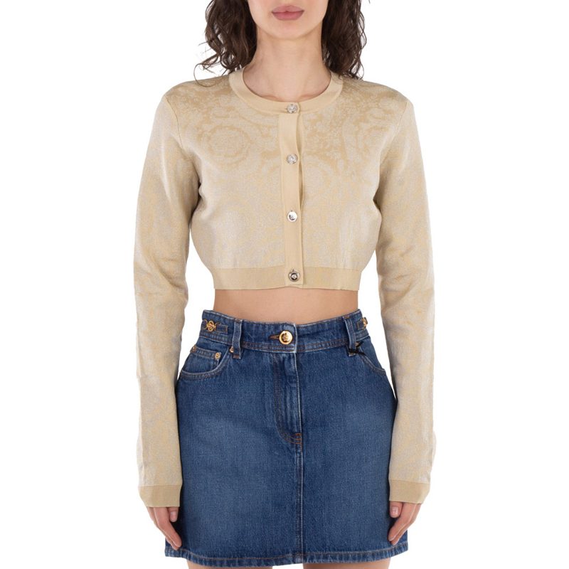 Barocco Lurex Cropped Cardigan
