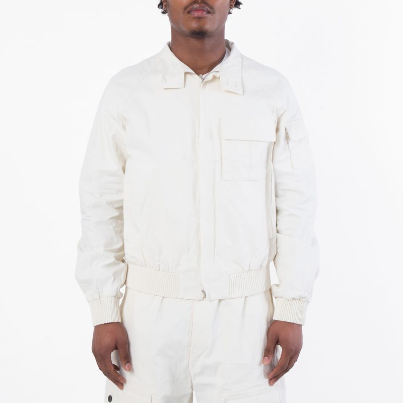 Standing Collar Zipped Linen Jacket