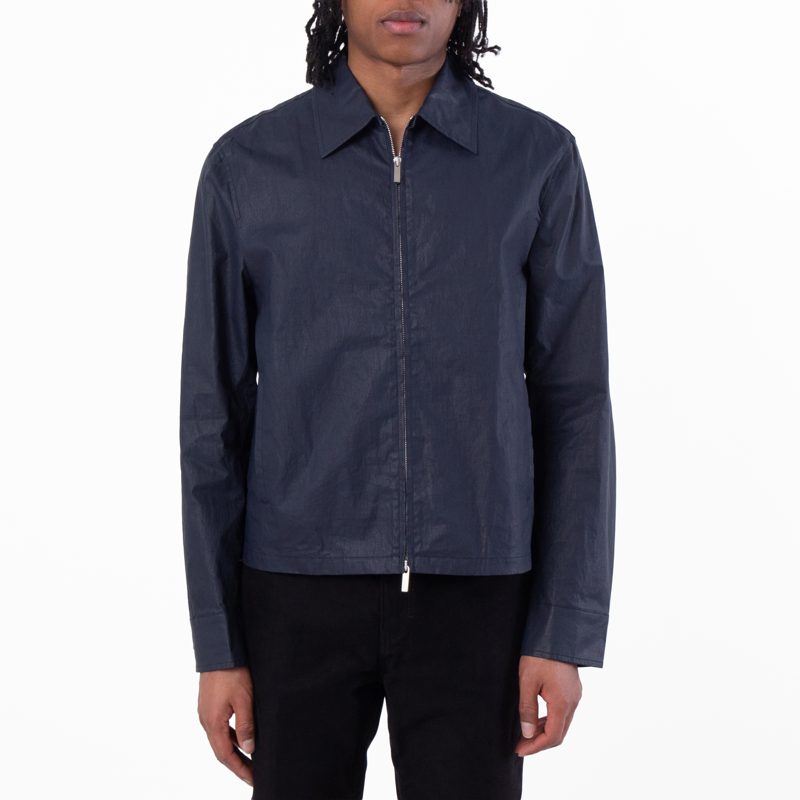 Blue Linen Blouson Jacket