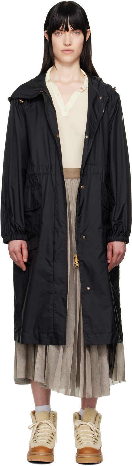 Black Hiengos Hooded Rain Coat 251111F059000