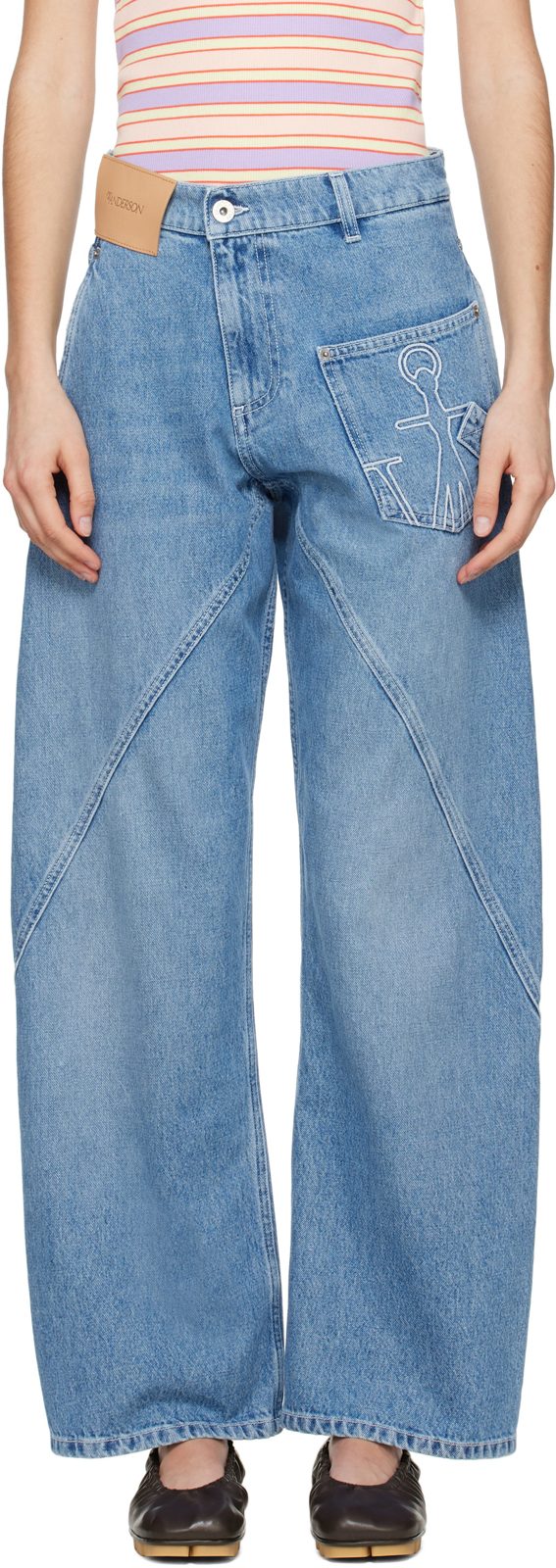 Blue Twisted Workwear Jeans 251477F069001
