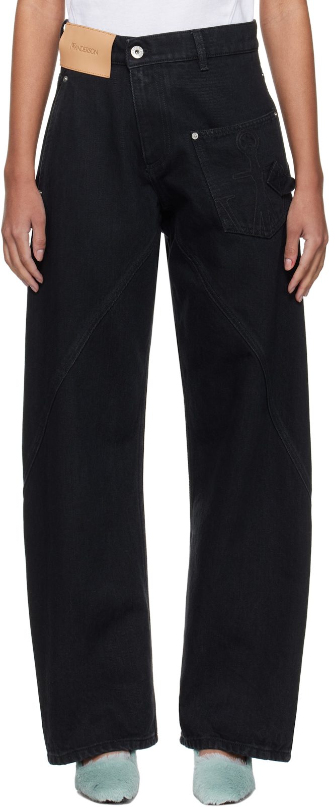 Black Twisted Workwear Jeans 251477F069002