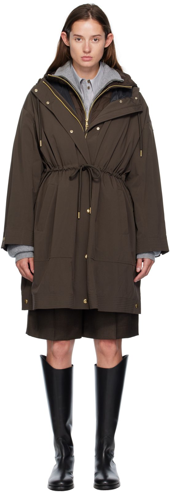 Brown Sainbel Long Down Parka 252111F061015
