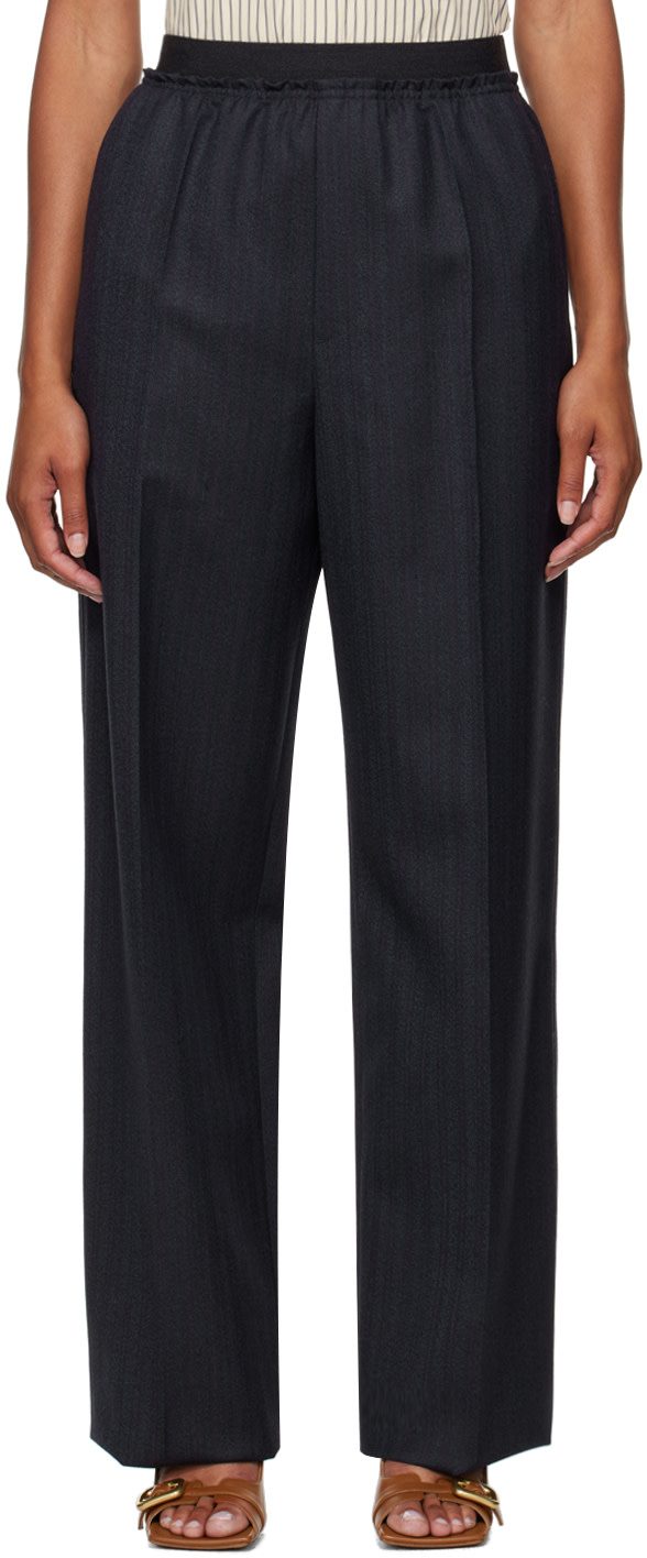 Navy Gathered Trousers 242798F087001