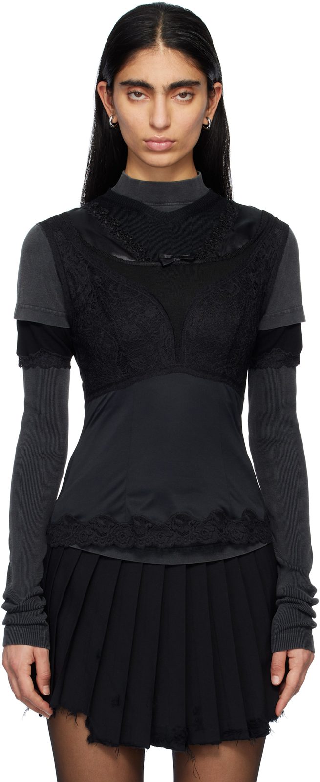 Black Layered Top 242342F110014