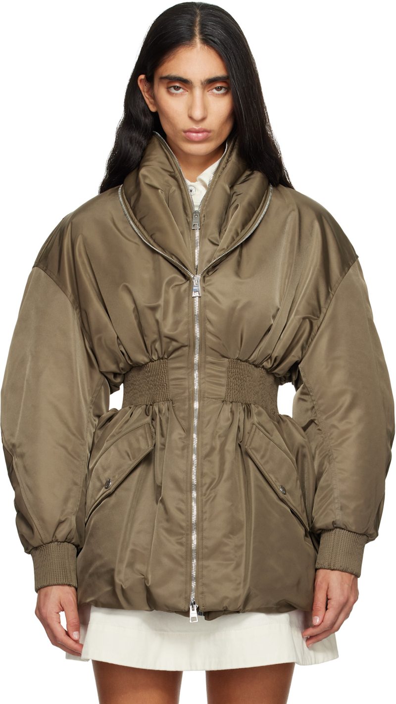 Khaki Hourglass Bomber Jacket 252278F058005