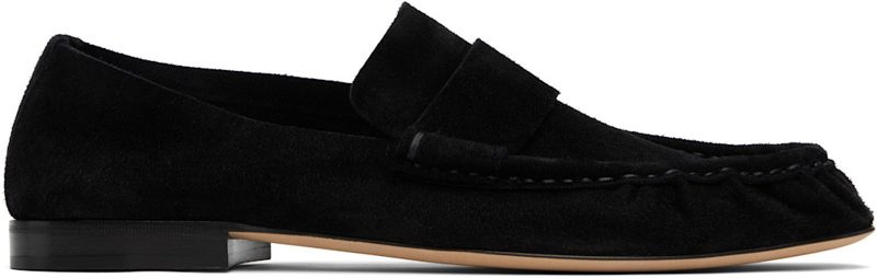 The Row Black Soft Suede Loafers 252359F121007