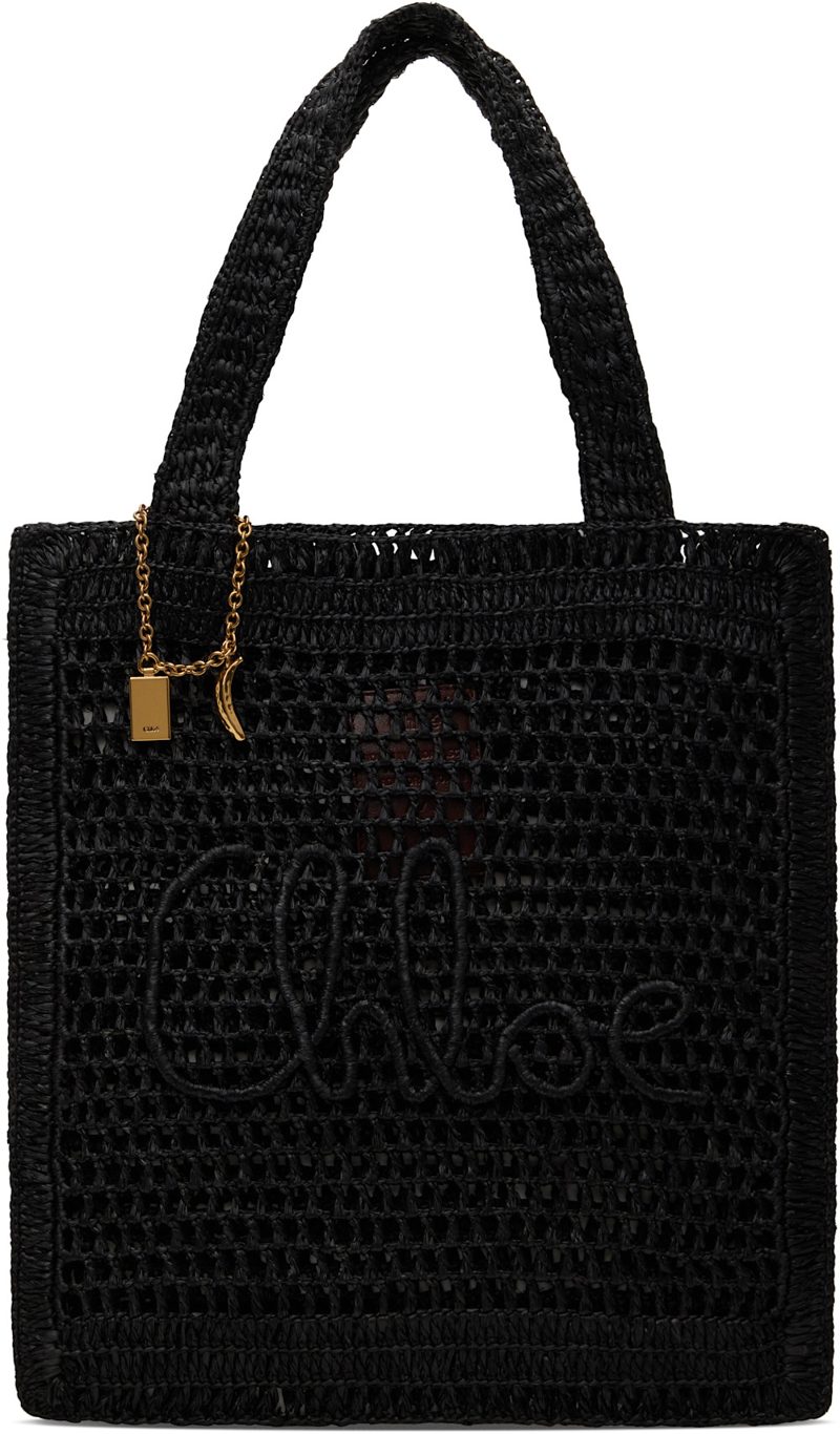 Chloe Black Summer Banana Raffia Tote 251338F049012