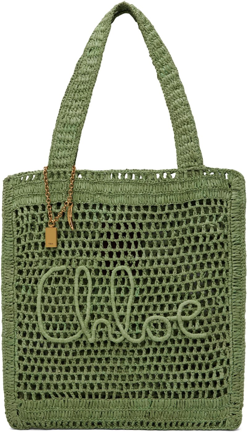 Chloe Green Summer Banana Tote 251338F049010