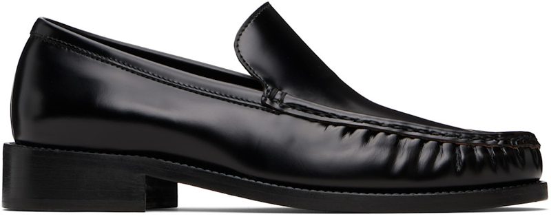 Black Leather Loafers 252129M231000