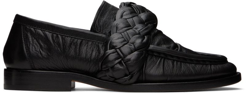 Black Braided Loafers 241798F121000