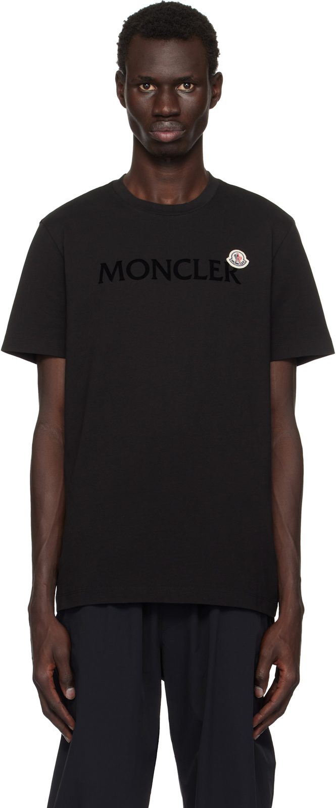 Black Flocked Logo T-Shirt 242111M213107