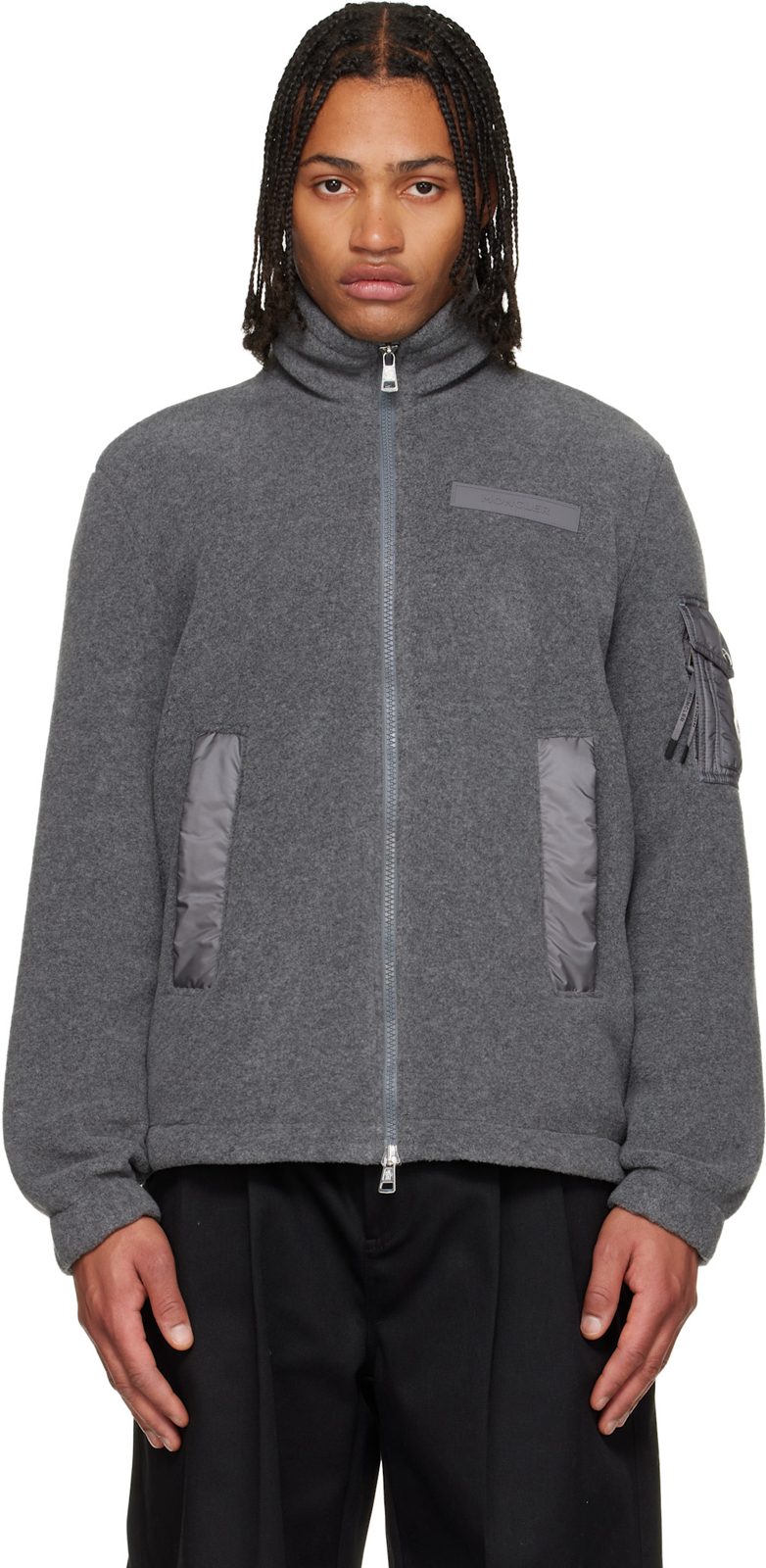 Gray Zip Up Jacket 252111M180088