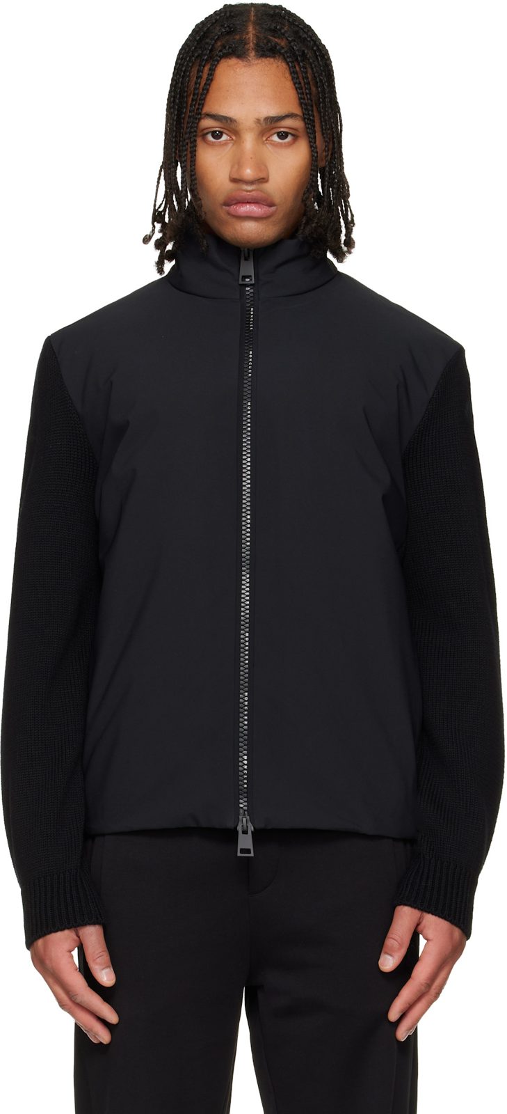 Black Virgin Wool Down Jacket 252111M180086