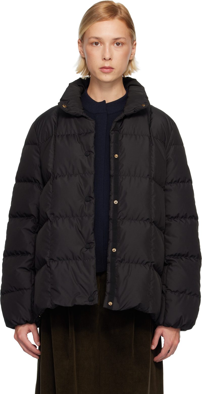 Black Cochevinne Square-Quilted Short Down Jacket 252111F061035