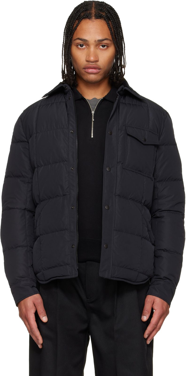 Black Archivo Marcilly Shirt Down Jacket 252111M178113