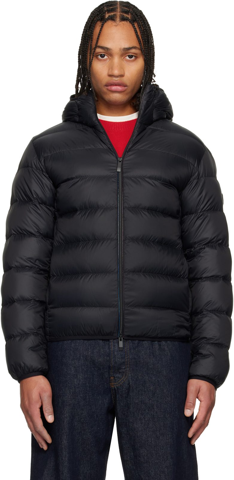 Black Erdon Short Down Jacket 252111M178013