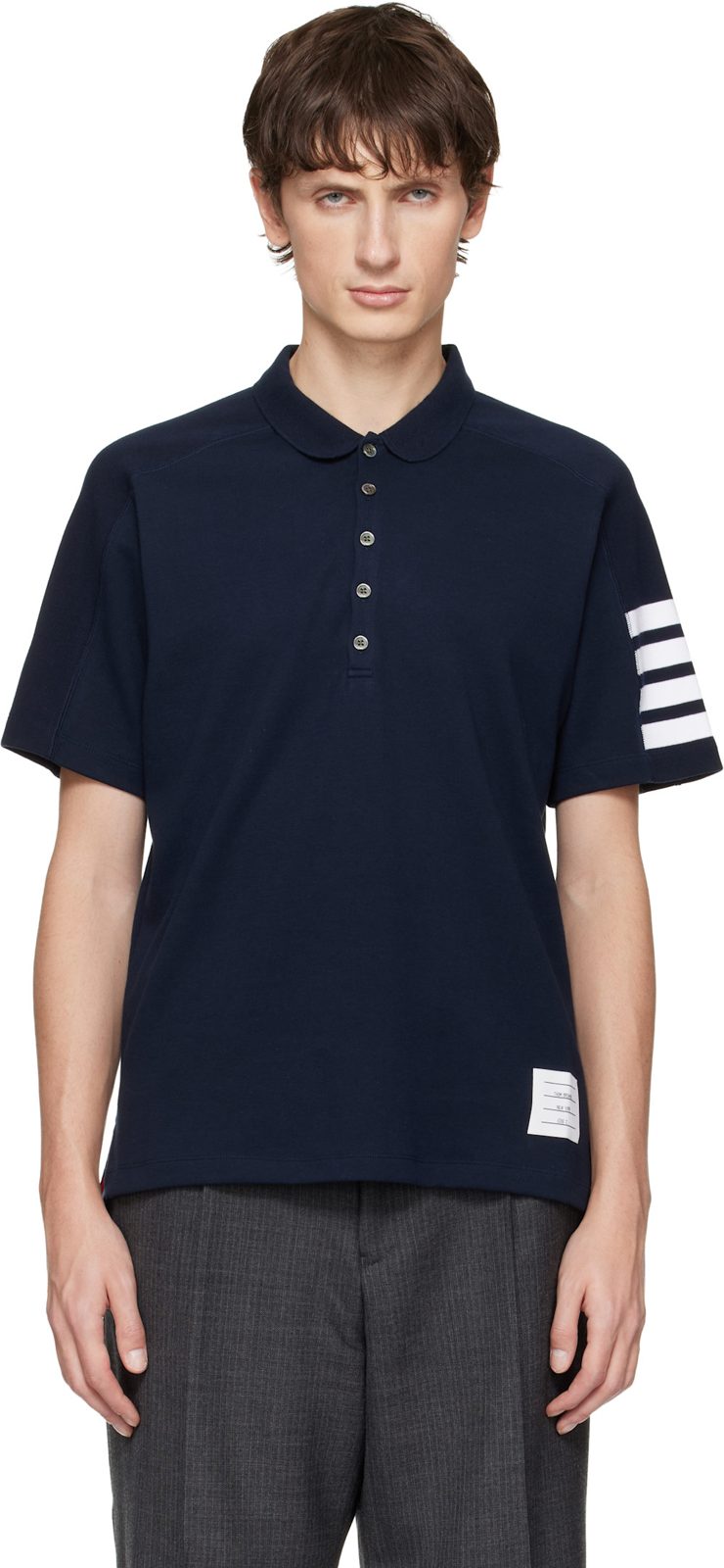 Navy Milano Cotton 4-Bar Polo 252381M212023