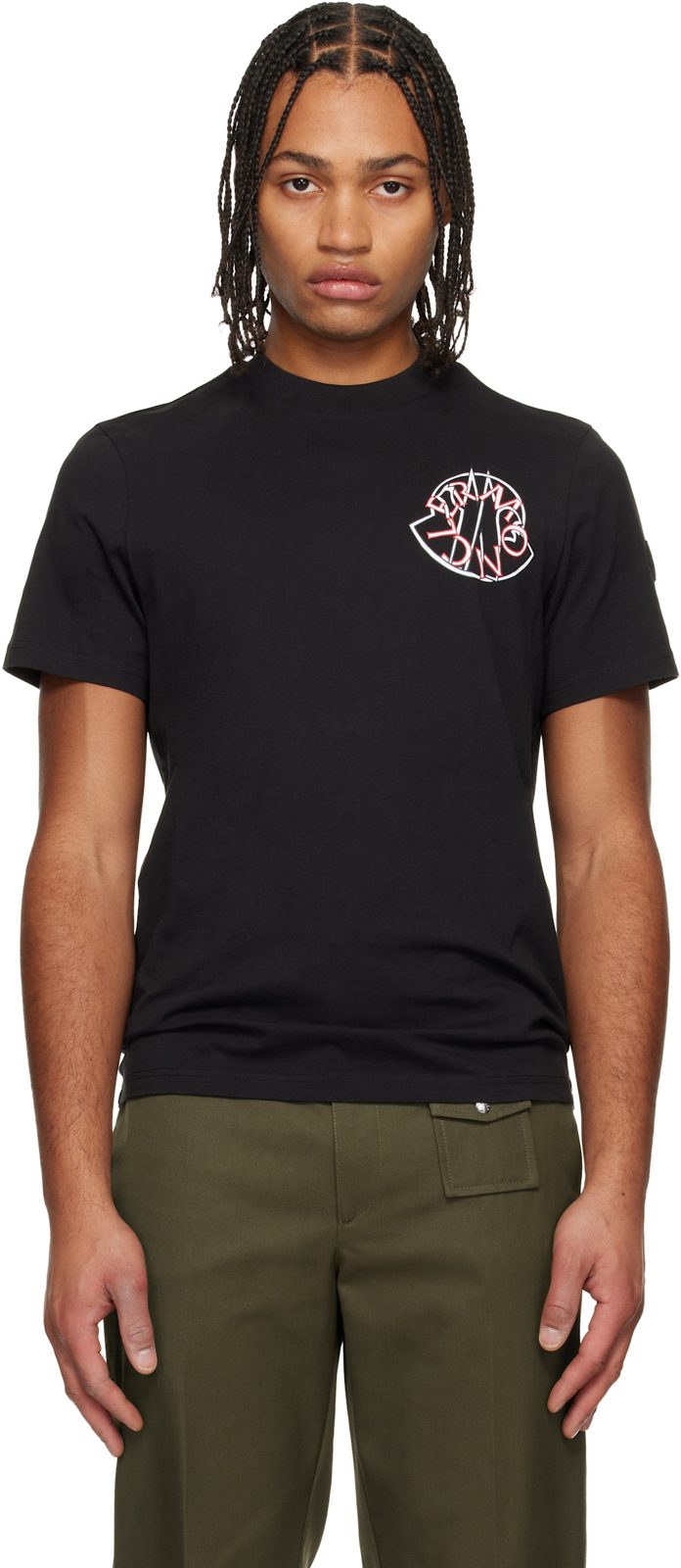 Black OV[ERL]APPED Logo Cotton T-shirt 252111M213111