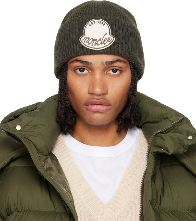 Green Virgin Wool Beanie 252111M138005
