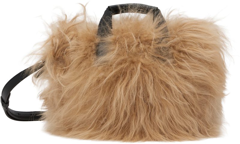 Beige Micro Caradoc Shearling Bag 252111F046001