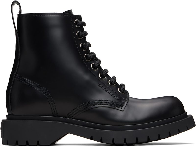 Black Lace Up Boots 252278F113000