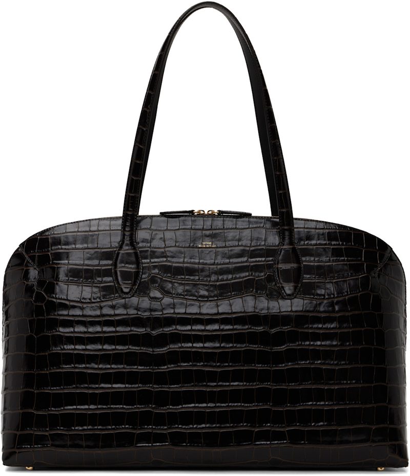 TOTEME Brown CROCO-EM[보스]ED Day Tote 252771F049002