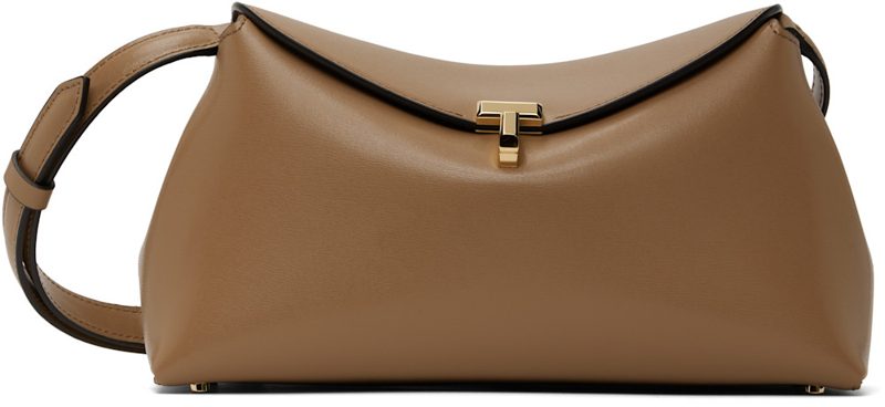 TOTEME Taupe T-Lock Leather Clutch 252771F044000
