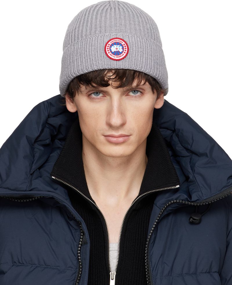 Gray Rib Beanie 252014M138010