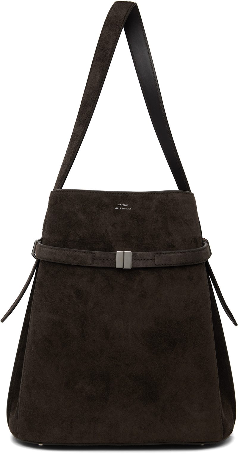 TOTEME Brown Belted Suede Bucket Bag 252771F048010