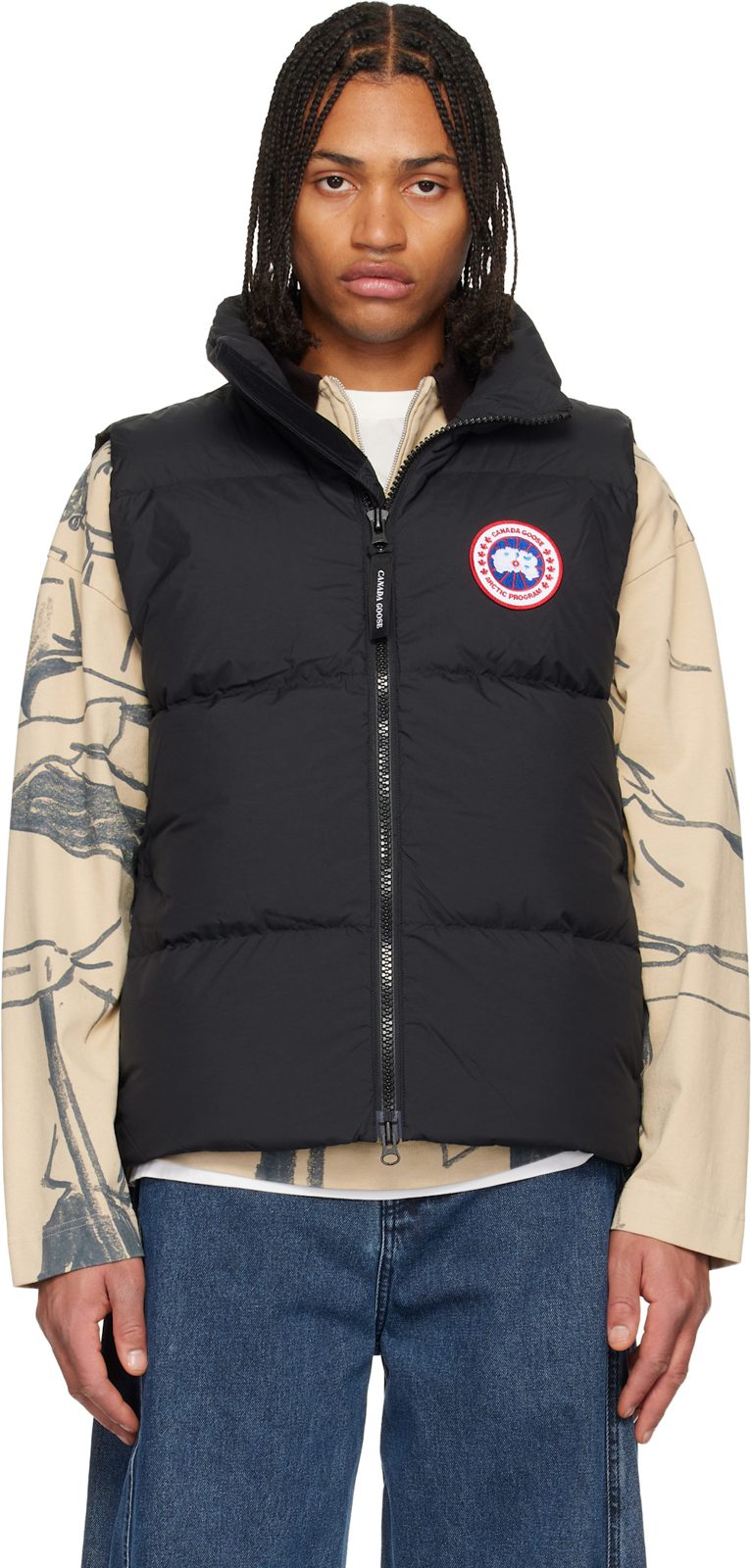 Black Lawrence Puffer Down Vest 252014M178012