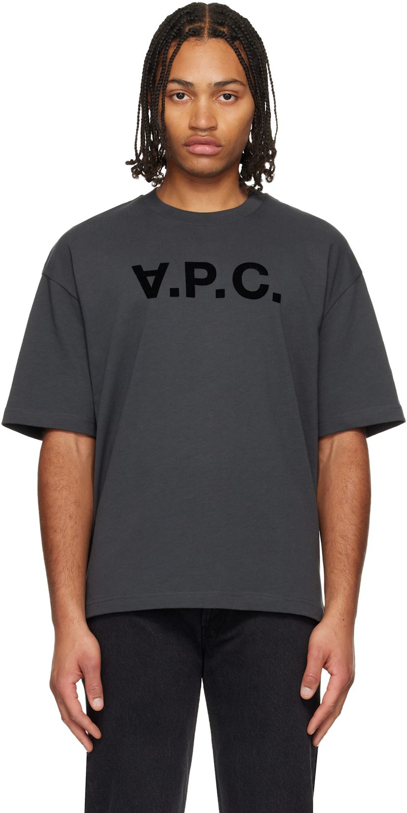 Gray Flocked T-shirt 261252M213018