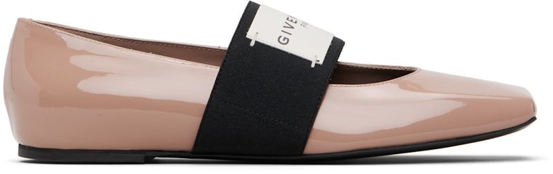 Pink Sliced Square Patent Leather Ballerina Flats 252278F118000