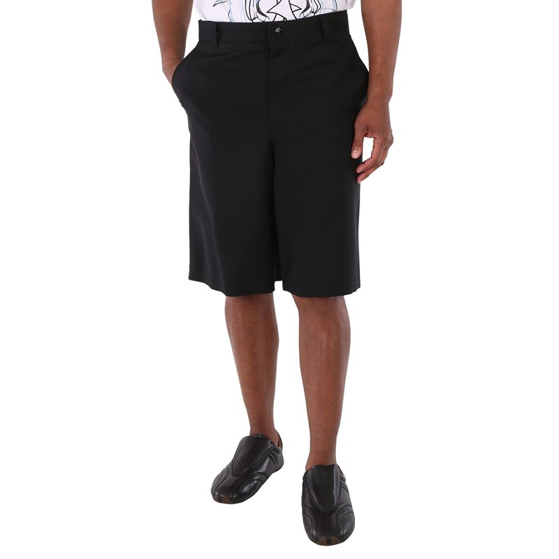 Mens Black Cut-Out Detail Tailored Shorts
