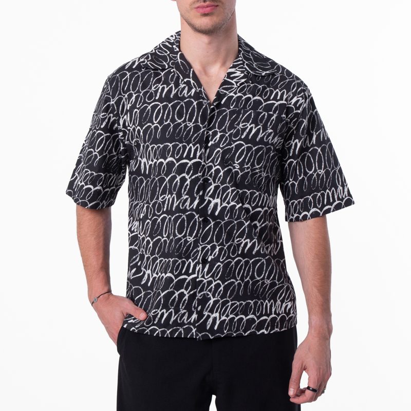 Marni Boxy Fit Black Bowling Shirt