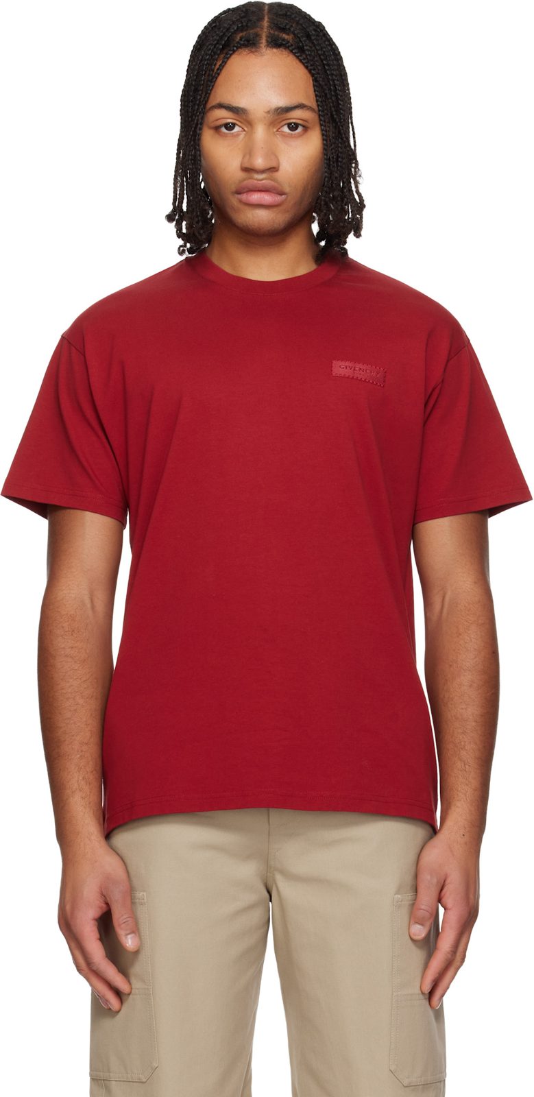 Red [GIVENCHY] Paris Gros Grain T-shirt 261278M213006