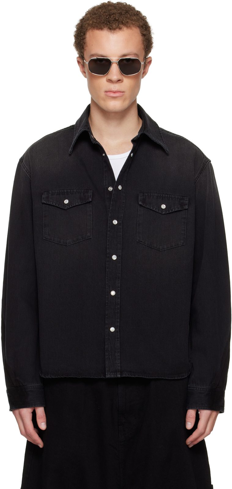 Black Classic Denim Shirt 261278M192014