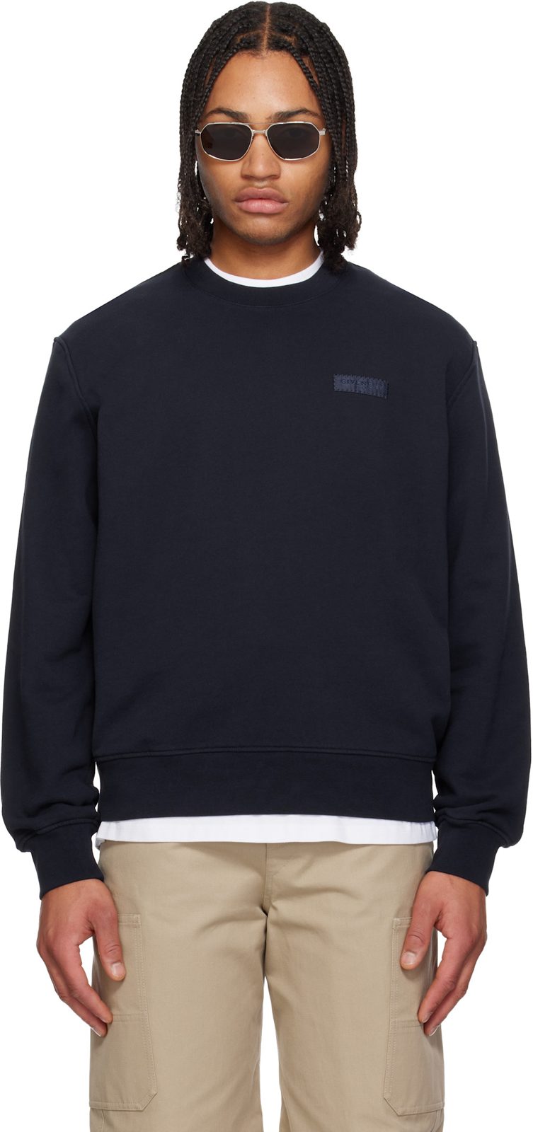 Navy [지방시] Paris Gros Grain Sweatshirt 261278M204004
