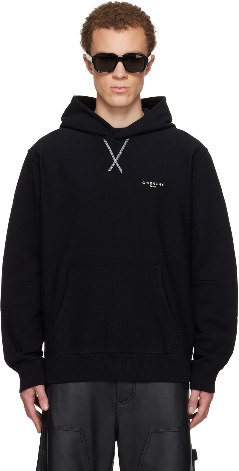 Black Couture Seam Hoodie 261278M202003