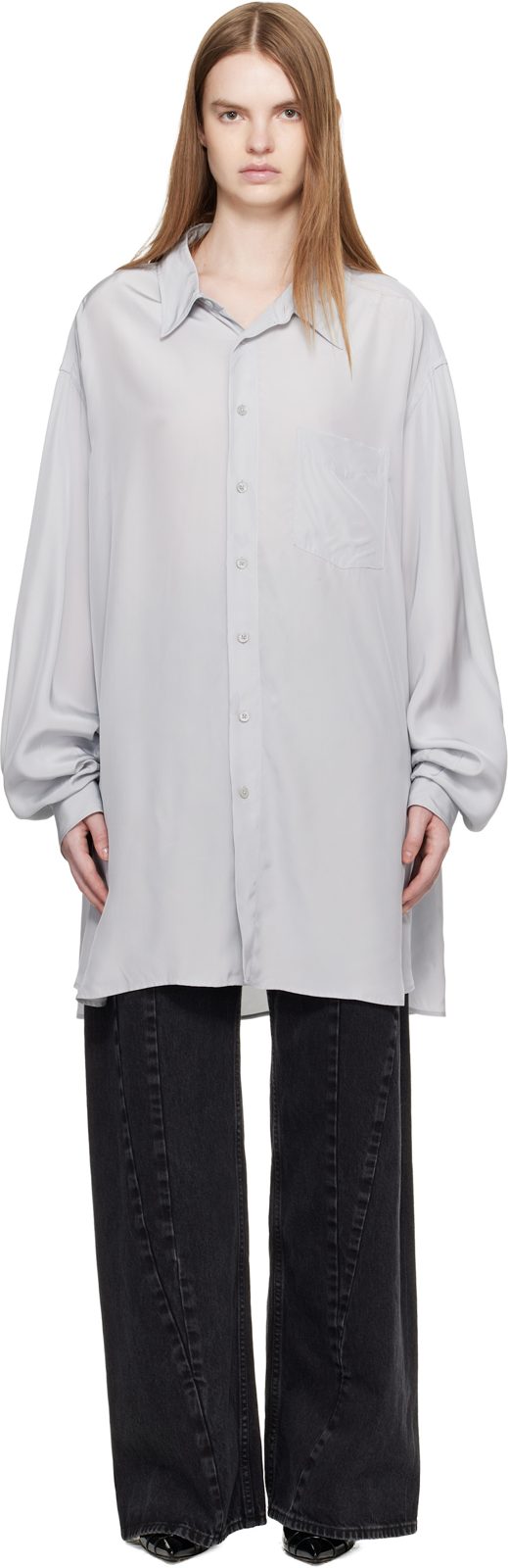 Gray Long-Sleeved Shirt 261168F109001