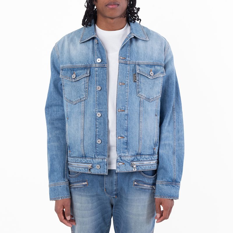 Denim jacket with zip fastening
