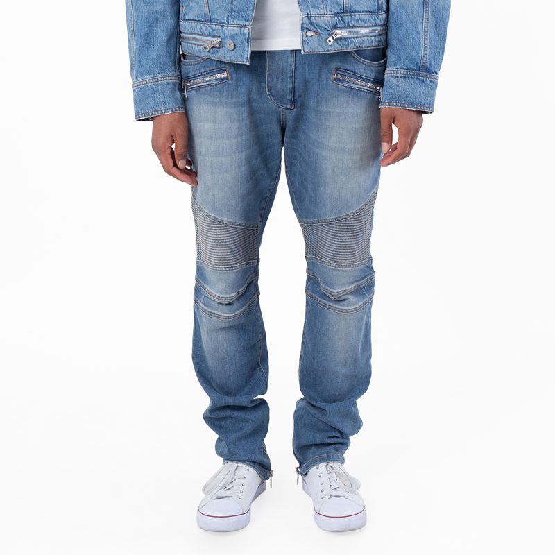 Denim Slim-Fit Biker Jeans