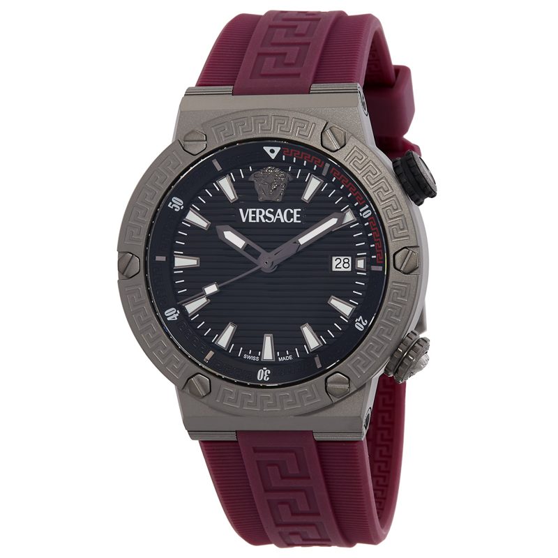 Greca Logo Diver Quartz Black Dial Mens Watch VE8G00224