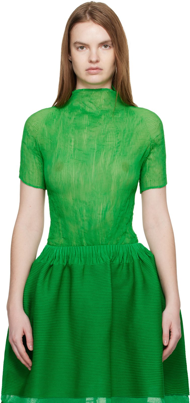 Green Chiffon Twist 3 Top 261809F110001