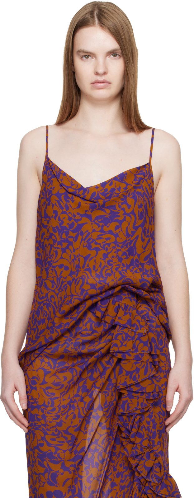 Purple & Orange Pattern Camisole 261358F111002