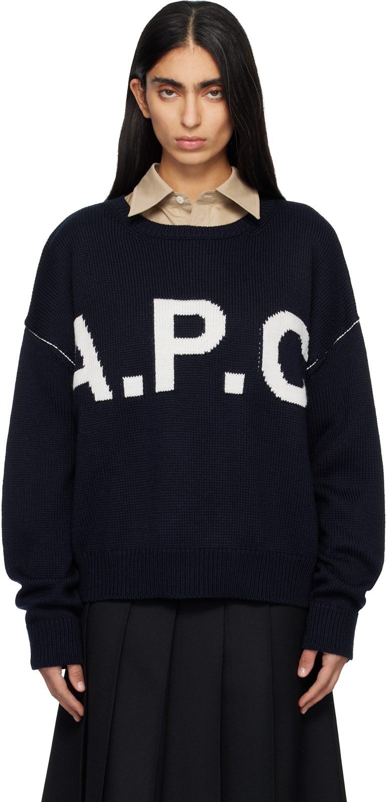 Navy Logo A.P.C Sweater 261252F096000