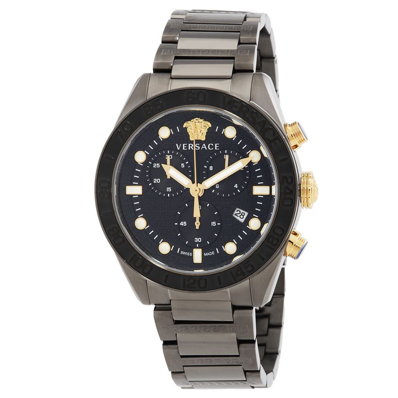 Greca Dome Chronograph Quartz Black Dial Mens Watch VE6K00623