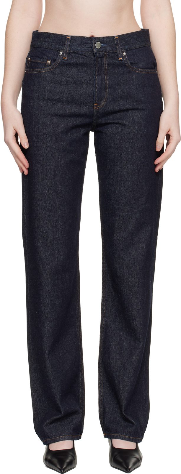 TOTEME Navy Low Straight Jeans 261771F069002