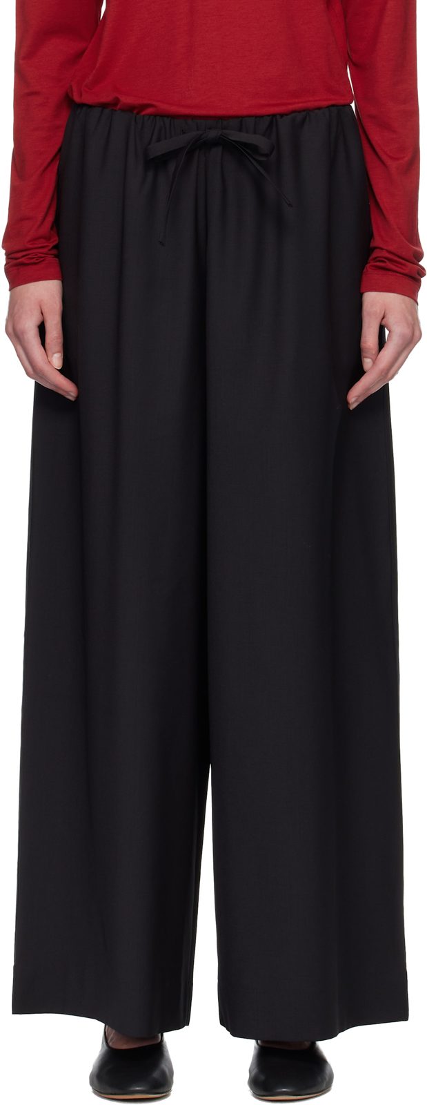 TOTEME Black Drawstring Dinner Trousers 261771F087008